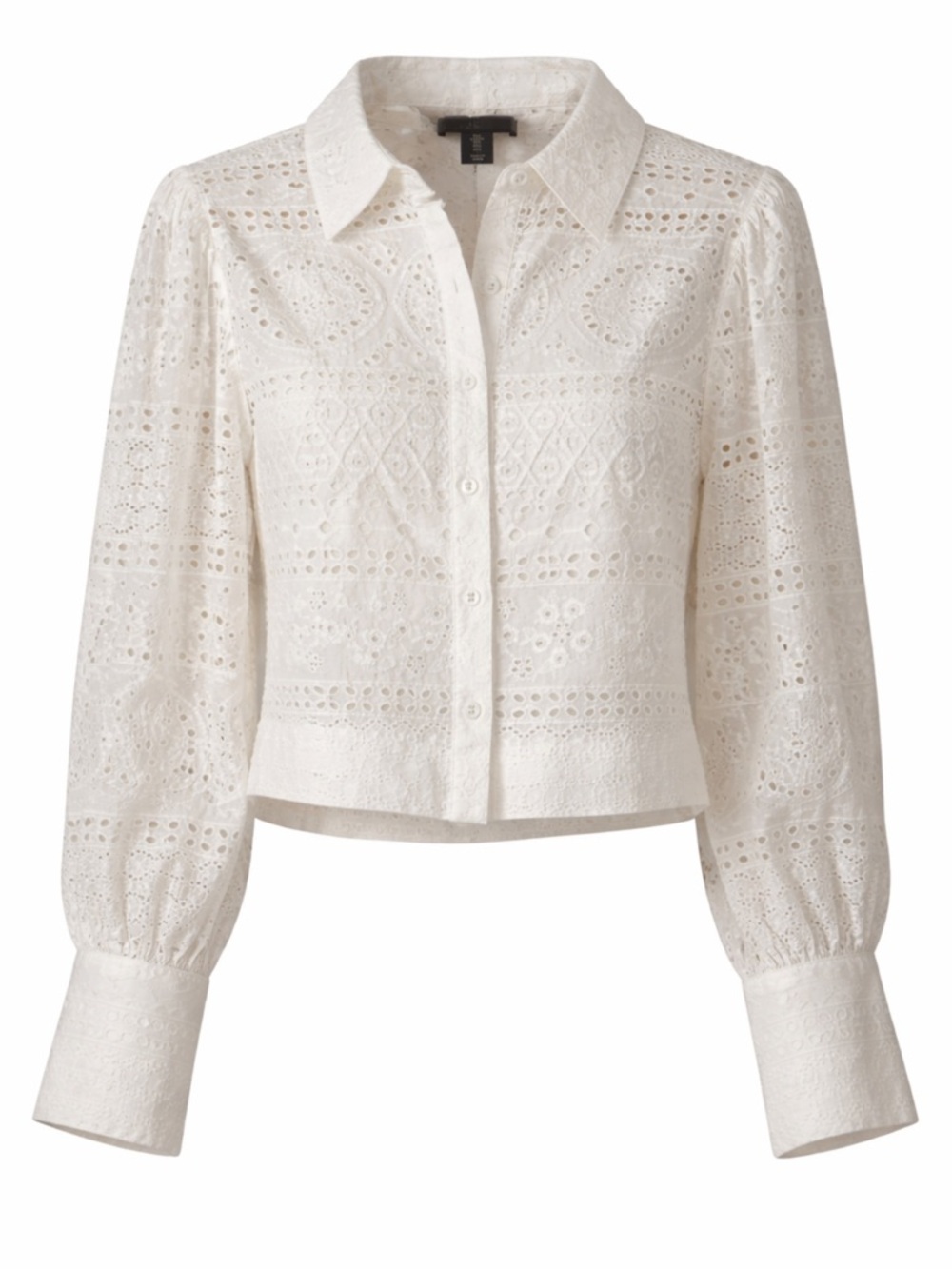 House of Harlow 1960 White Eyelet Blouse | Button Front Cotton | Size L